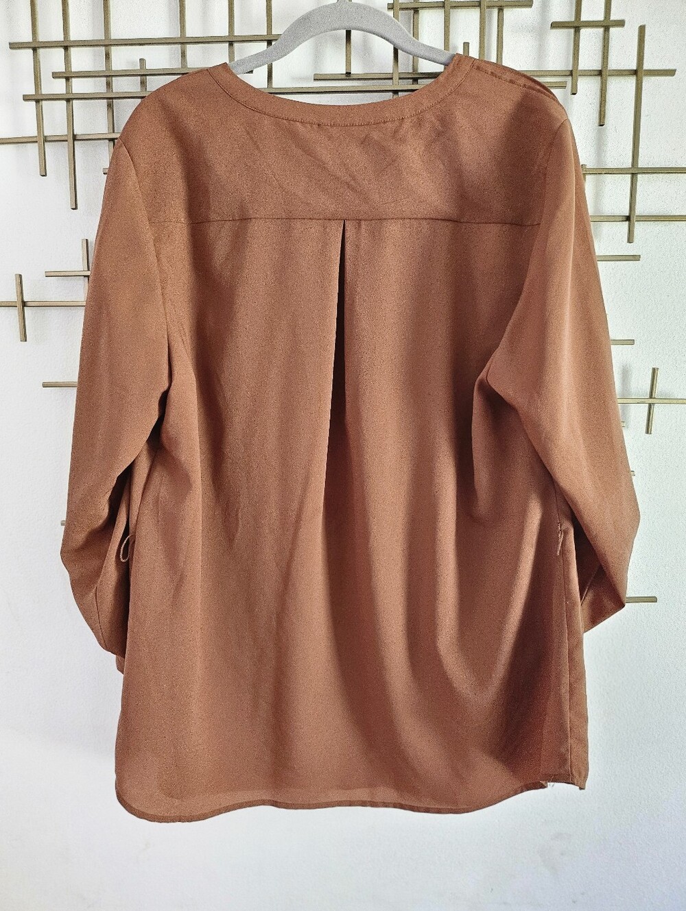 1X- dressbarn- Rust-Tone Utility Button Henley Tunic - Picture 5 of 6